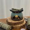 Handmade Retro Japanese Coarse Pottery Incense Burner and Tea Diffuser with Dry-Fire Cedar Baking Function
