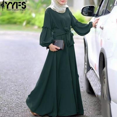 Women's Fashion Spring Fall Solid Color Print Long Sleeve O-Neck Casual Dresses