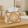 1pc Classic Geometric Folk Modern Geometric Abstract Decorative Tissue Holder | Brown Diamond Design for Home, Parties, Car, Kitchen & Bathroom - Ever