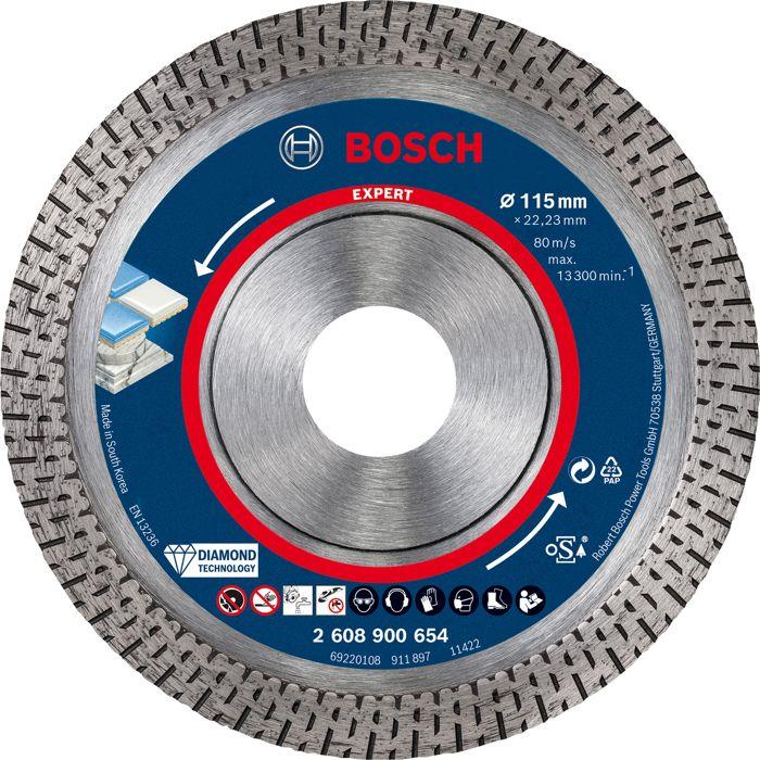 Disque à tronçonner diamanté Expert HardCeramic 115x22,23x1,4x10mm - BOSCH - 2608900654