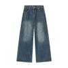 Men's Denim Pants Old Blue Washed Male Jeans Straight Casual Menwear Loose Wide Leg Trousers New Fashion