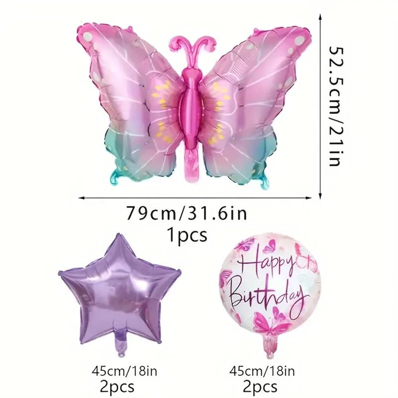 Glossy Balloon Birthday Decorations (Butterfly Set)