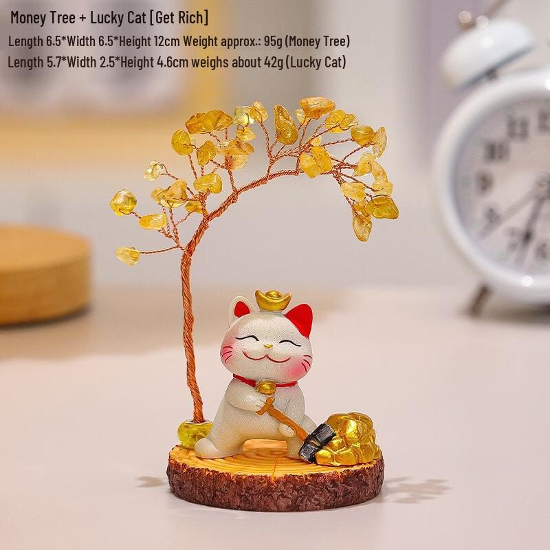 

Fumide Lucky Cat & Crystal Money Tree Ornament