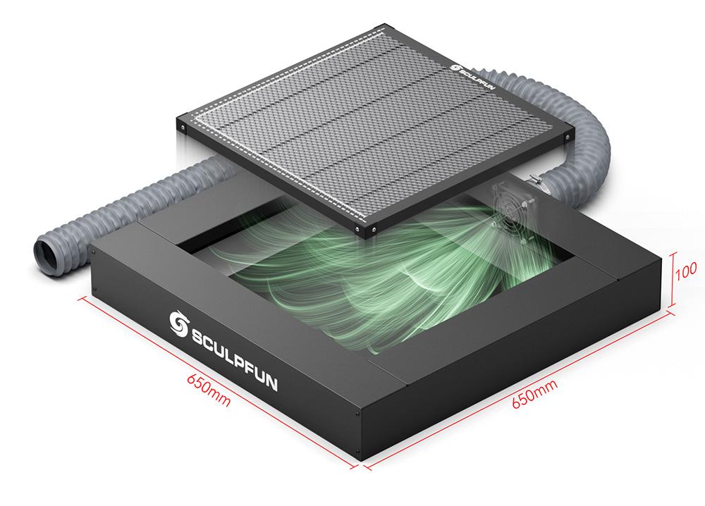SCULPFUN H5 Gen2 Honeycomb Laser Bed, with Fume Extraction Fan, 650*650mm - EU Plug