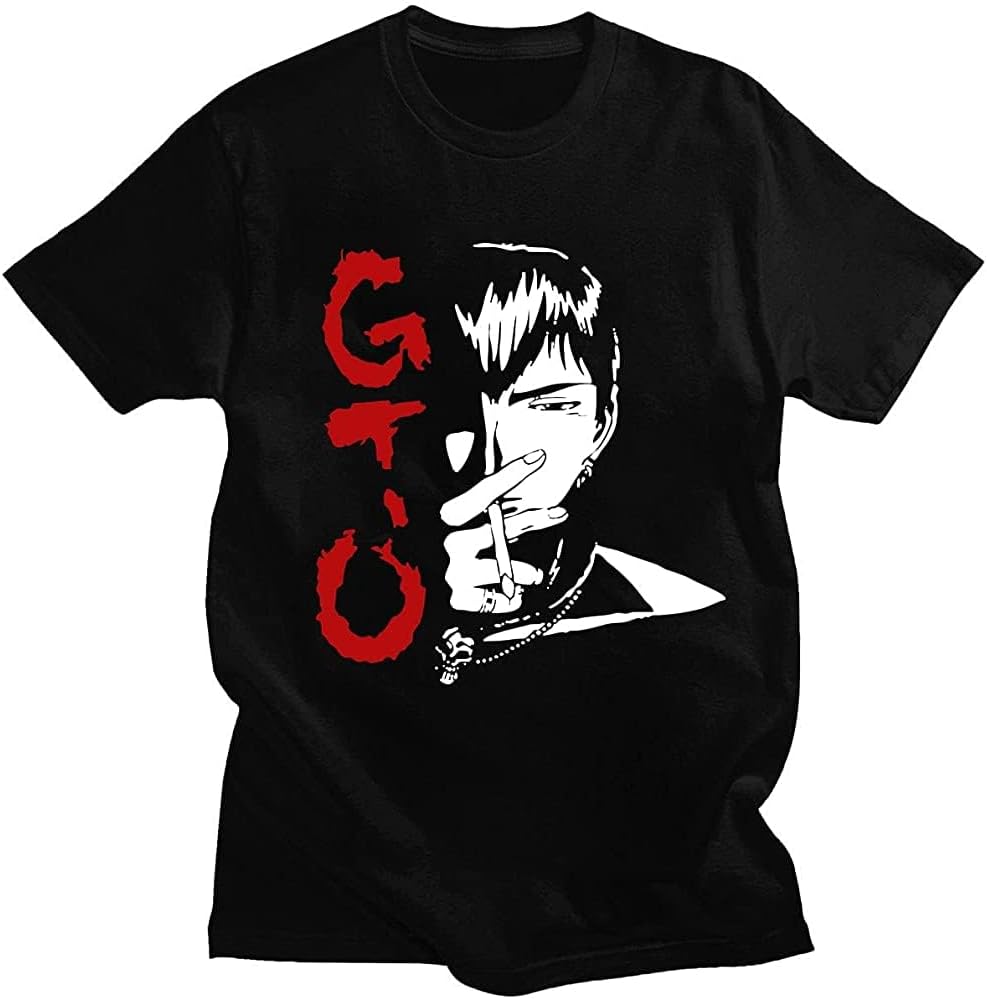 Funny Anime Great Teacher Onizuka T Shirt Men Short Sleeve GTO Manga Tshirt O Neck Cotton Tee Top Japan Eikichi T Shirt M чёрный