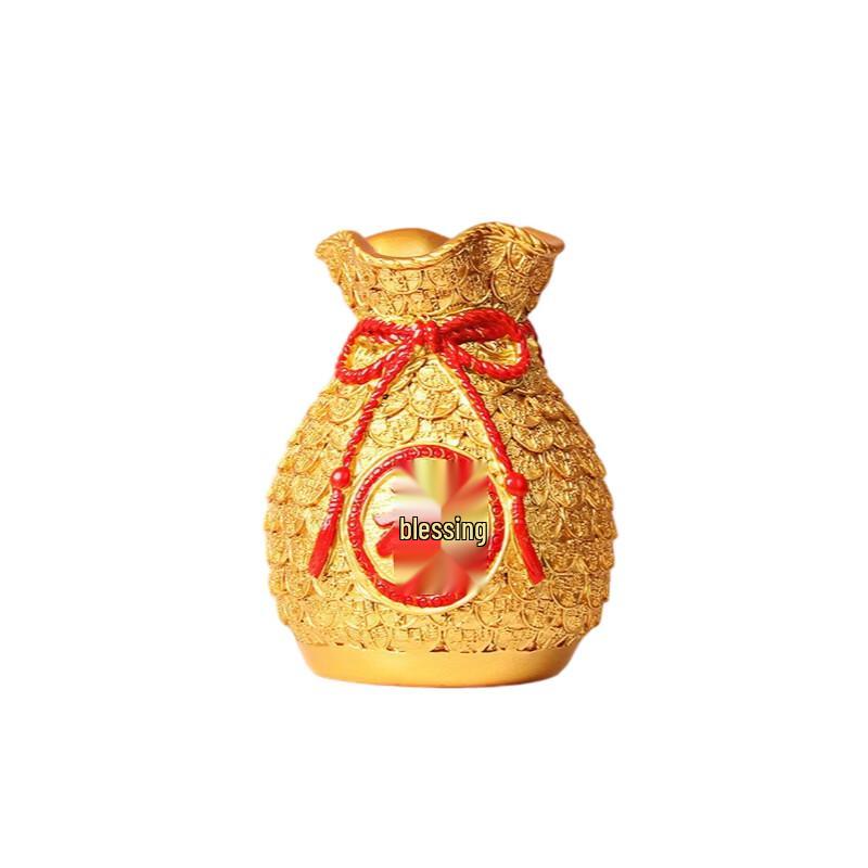 

Haogongbang Golden Lucky Bag Resin Vase Ornament