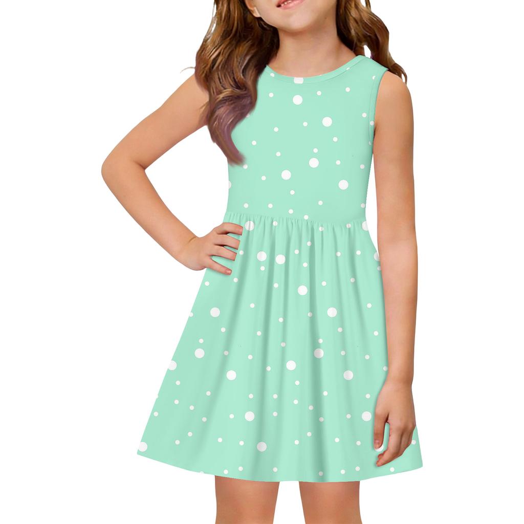 Vestido de princesa de verano para niñas - Vestido de corte A con chaleco y detalles de costura