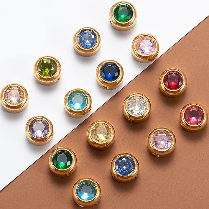 Stainless steel December birthday stone birthday stone small hole beads DIY jewelry accessories necklace