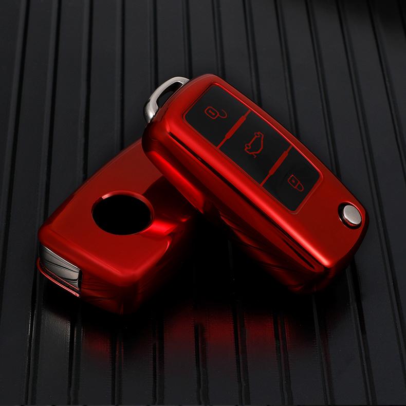 Soft TPU Car Key Case Cover Bag Shell Keychain for VW Polo Bora MK 6 Passat Beetle Jetta Caddy Eos Tiguan for Skoda Octavia