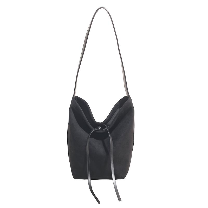 Solid Color Casual Bow Korean Version Fashion Matte Large Capacity Retro Tote Underarm Bag Women