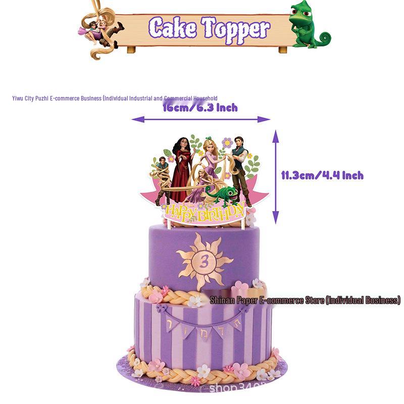 Set Festa per Capelli Principessa Fiabesca: Striscione, Decorazioni per Torta, Palloncini & Spirali