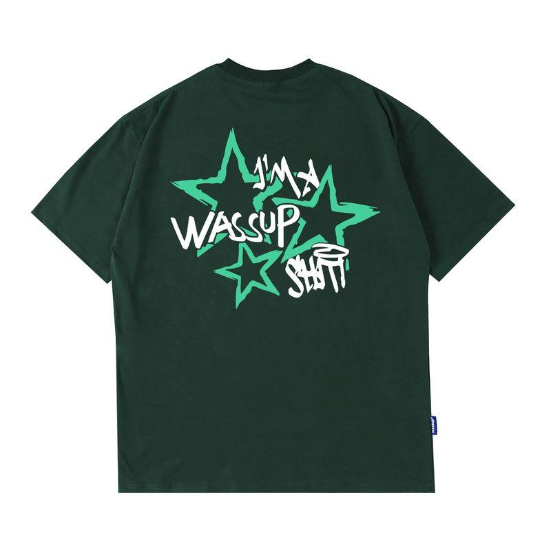 Wassup Heods Trendy Short-Sleeved T-Shirt for Men and Women, New Summer Style, Personalized Trendy Couple Wear, Round Neck Top