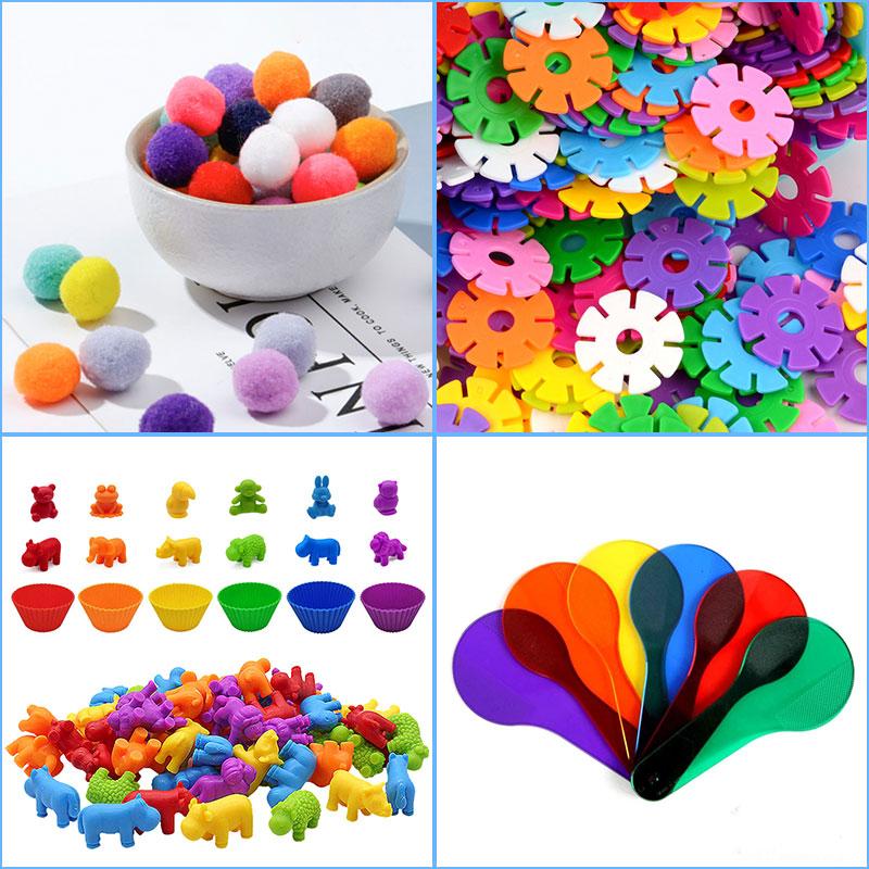 Giocattoli Montessori Allenamento Motricità Fine Colori Ordinamento Cognitivo Giochi di Conteggio e Abbinamento Parrocchia Materiali per l'Apprendimento Aperto Educazione Domestica