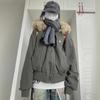 Womens Short Puffer Coat With Faux Fur Collar Thick Warm Winter Hooded Jacket Small Stature