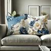 Blue White Gold Floral Light Luxury Pattern Home Decor Pillowcase Living Room Sofa Polyester Cushion Cover With Zipper