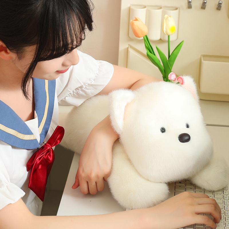 Simulation West Highland Dog Plush White Puppy Accompany Toy Stuffed Animal Sleep Pillow  Children Birthday Gift Home Decor