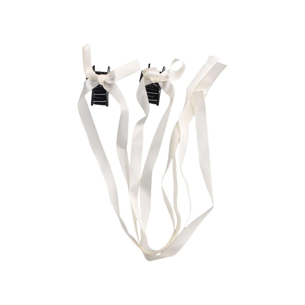 2pcs Braided Bows Hair Clips Sweet Long Ribbons Double Ponytails Claws Cute Headwear Trendy Fashionable Korean Style Hairpins