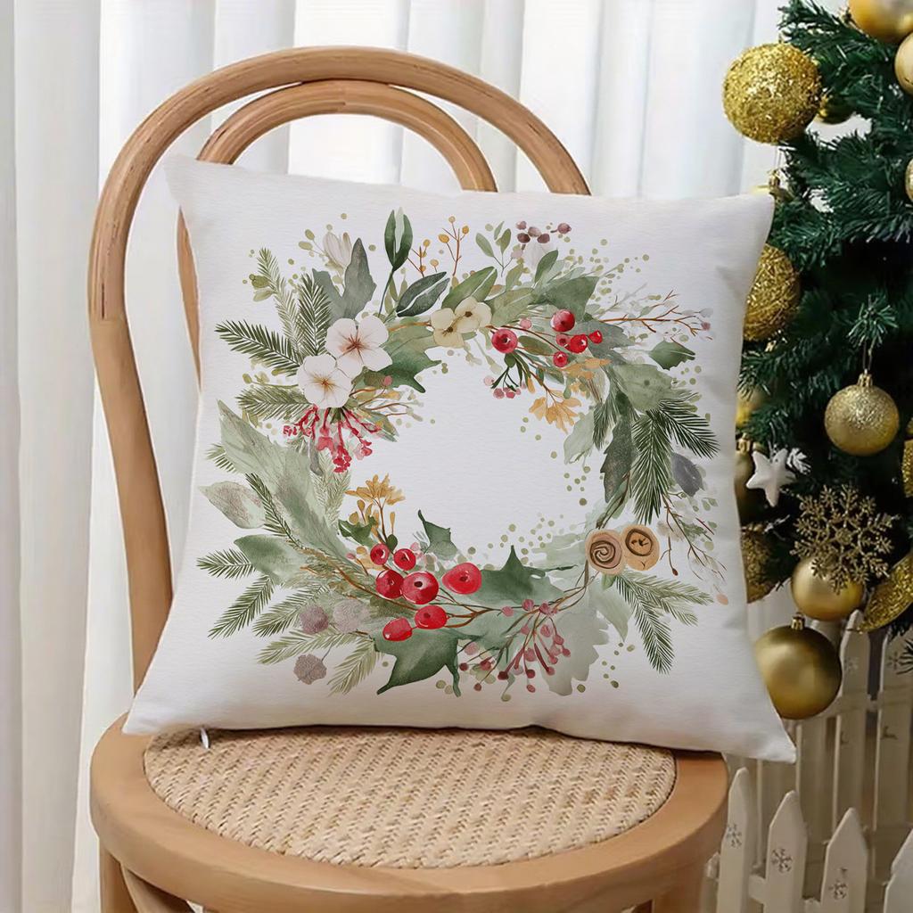 Merry Christmas Green PillowcaseSuitable for Sofa, Car, Bedroom Decorative Cushion Cover Christmas Pillow Cover