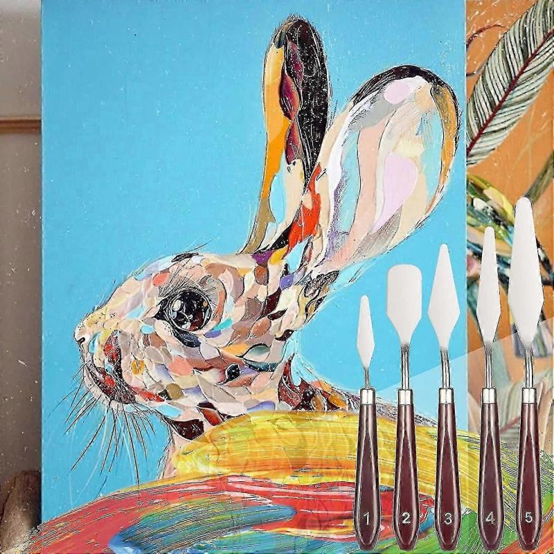 5pcs Oil Painting Spatula Set Palette Knife Kit Stainless Steel Color Mixing Scraper Art Tools