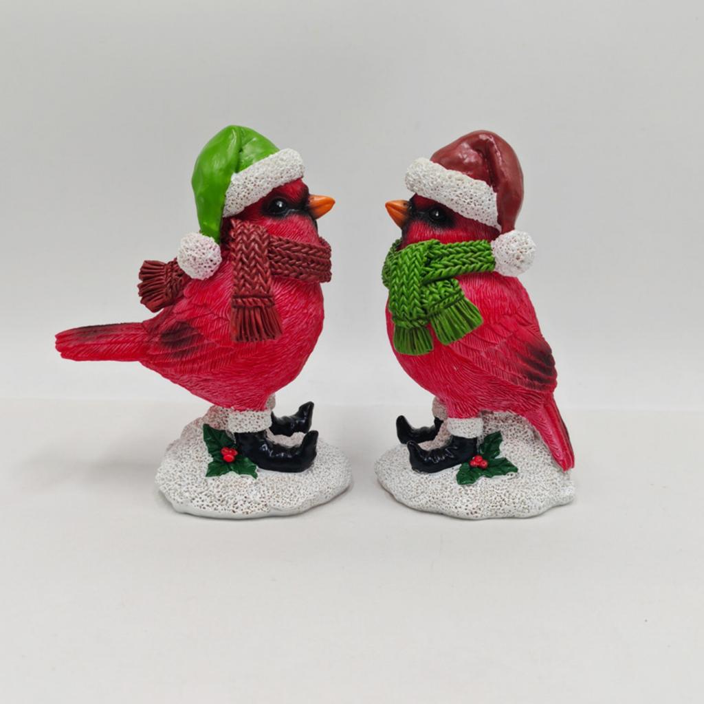 Christmas Couple Red Bird Resin Decorative Piece For Home Table Decoration, Scene Setting, Various Festival Gifts