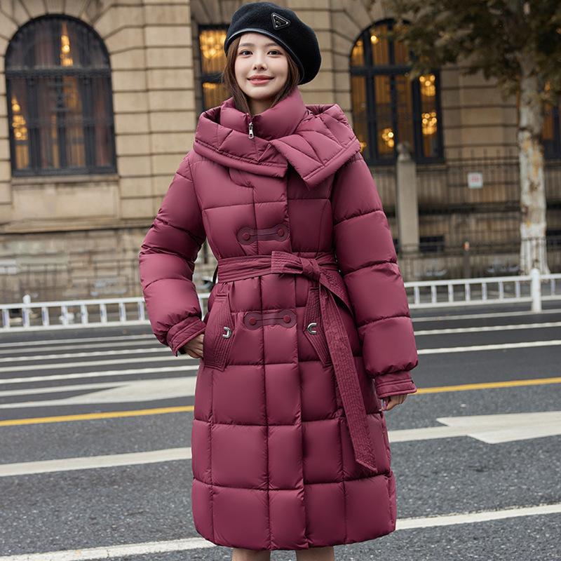 

Европейская станция новая пуховая одежда с хлопковой подкладкой женская одежда длинная до колена хлопковая куртка с подкладкой талия и тонкая зимняя утолщенная куртка с капюшоном XL бордовый