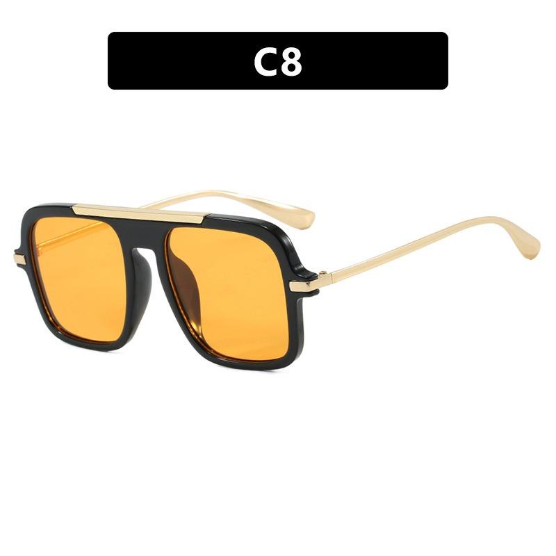 Vintage Colorful Metal Conjoined Square Sunglasses Women Men Retro Trend Sun Glasses Climbing Camping Glasses