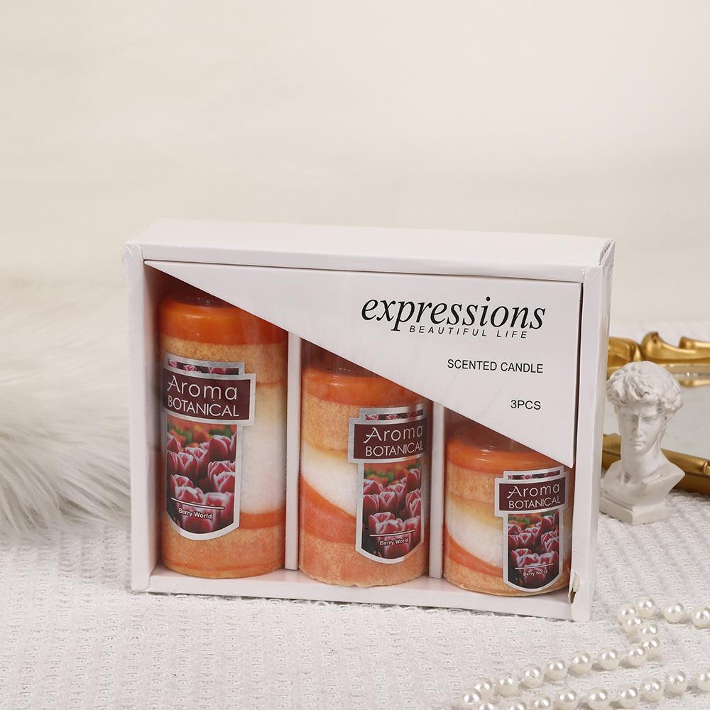 

Classic Ice Flower Wax Cylinder Scented Candle Home Non-romantic Wedding Long Pole Wax Set Orange - Berry World