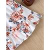 White Waist-Cinching Print Short-Sleeve Round-Neck Casual Dress for Girls