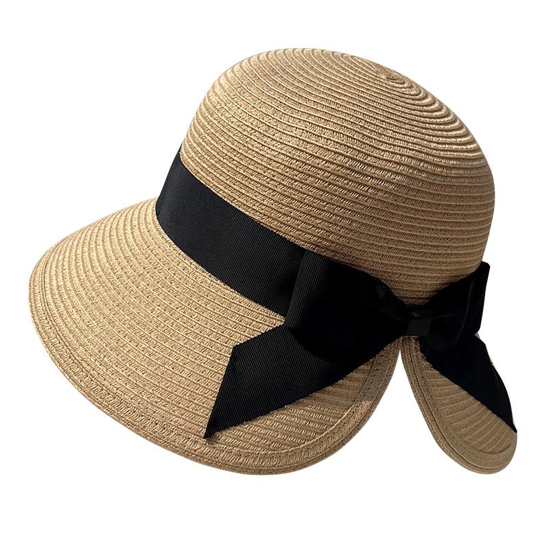 Women's New Beach Straw Hat, Foldable, for Summer Seaside Vacations, with a Luxurious and High-end Feel, Large Brim for Sun Protection
