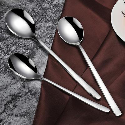 1 cuchara de acero inoxidable con mango largo, plateada, para café, té, postre, sopa, cuchara para mezclar, utensilios para beber, vajilla de cocina
