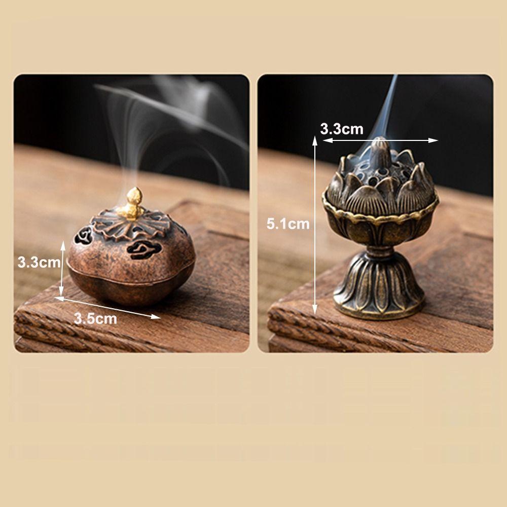 1Pcs Lotus Lamp Incense Stick Burner Alloy Sandalwood Lotus Incense Censer with Hollowed Out Patterns Retro Three Legged Stove