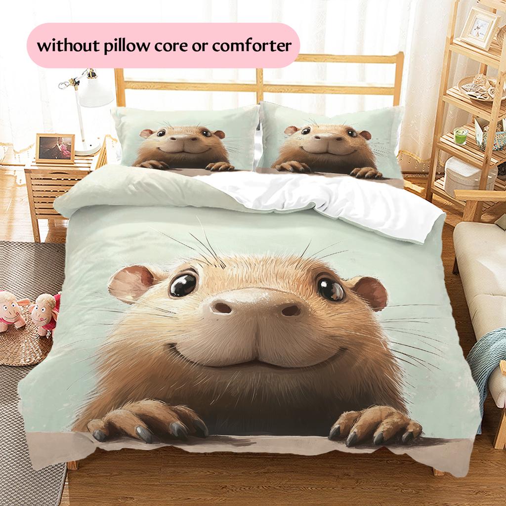 Povlečení s kapybarami Domácí dekorace Narozeninový dárek (1 * povlak na peřinu + 2 * povlak na polštář, bez jádra)