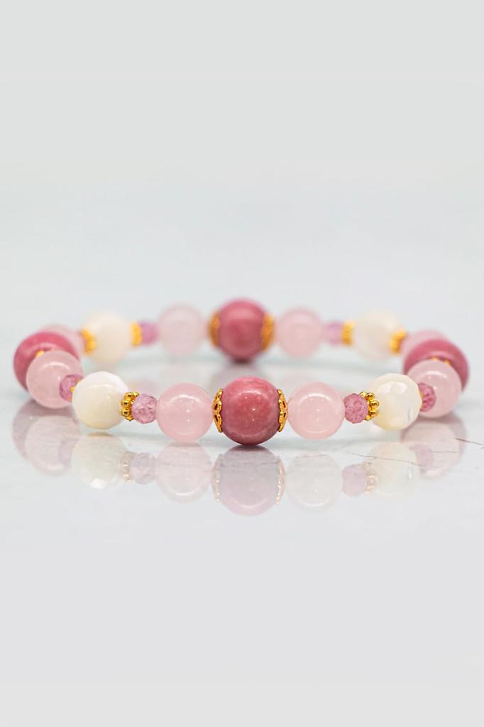Liisha Power Stone Bracelet for Love and Inspired by Onmyodo Master Keiya Features Natural Rose Pink and Amulet for Good Made in Marriage, Takahashi.