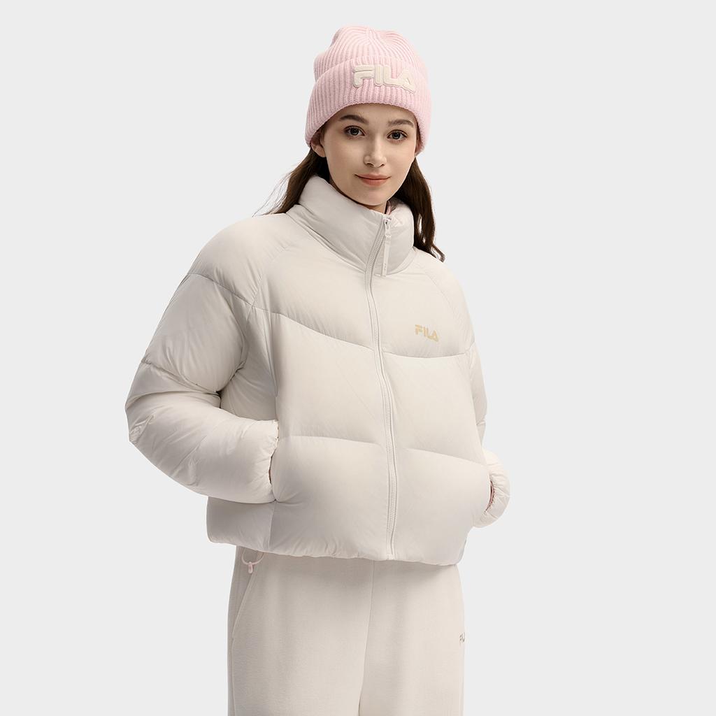 Fila Original Fashion Versatile Sports Stand Collar Warm Duck Down Jacket Women Jacket F51W549902F-WT