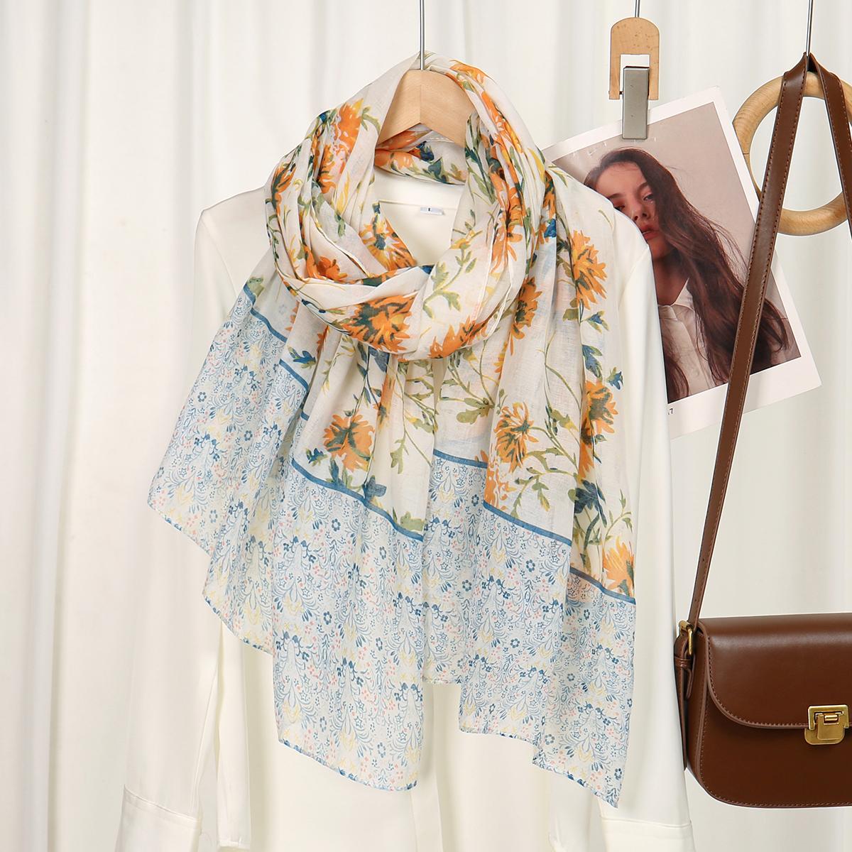 

Хиджаб-шарф из вискозы с цветочным принтом для женщины, мусульманский хиджаб, мягкие шали, летние дышащие повязки на голову, исламский тюрбан, головной платок