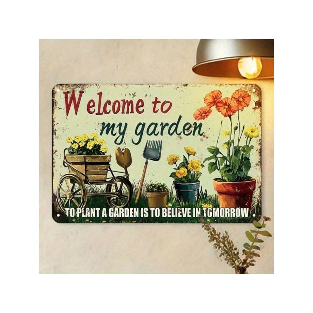 Vintage Metal Wall Art Garden Sign Patio Decor