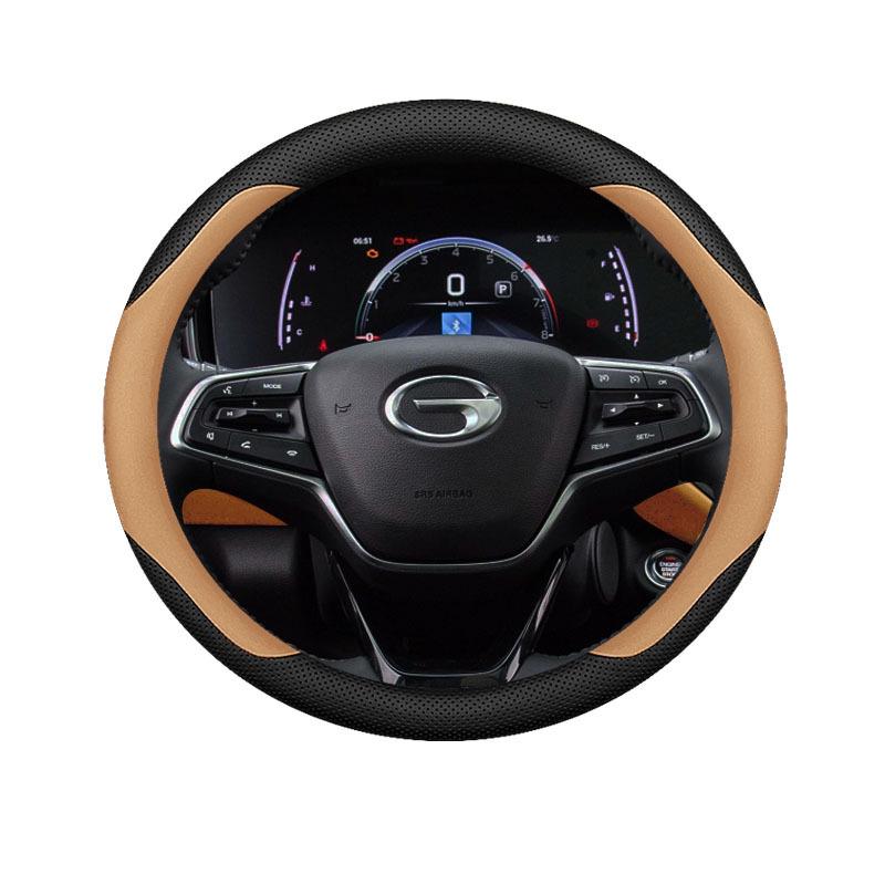 Trumpchi M6 Max Pro Nappa Leather Steering Wheel Cover: Ultra-Thin, Anti-Slip, Sweat-Absorbing, All-Season.