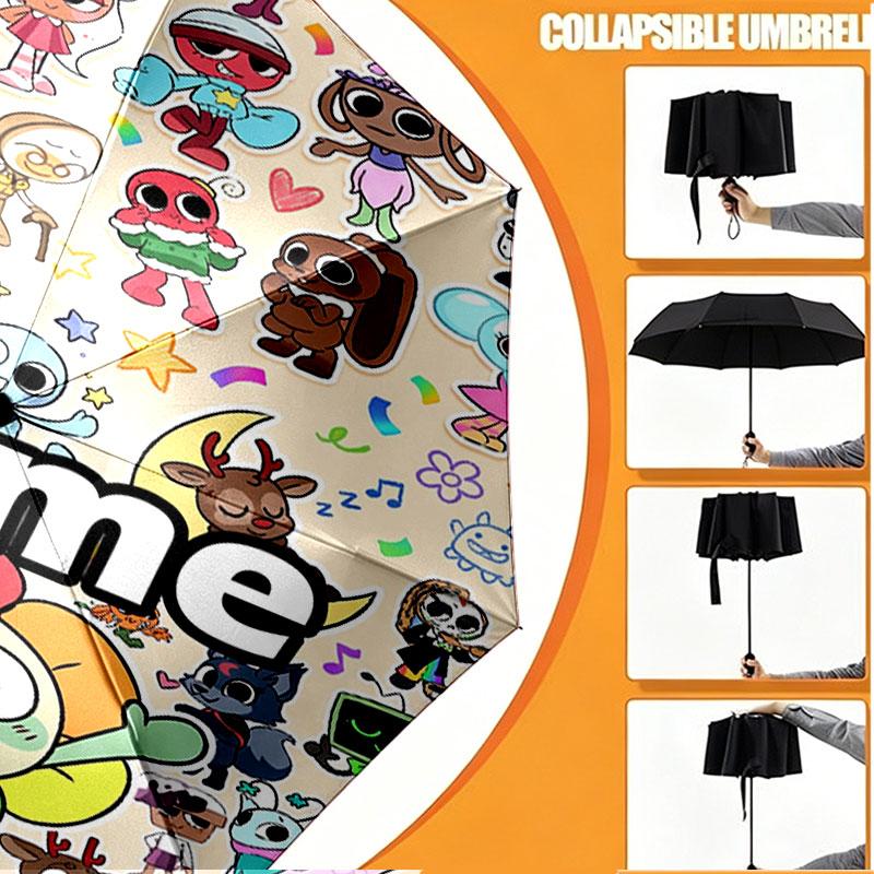 Custom Name Personalized Dandy's World Print Umbrella, Auto Open Close, 8‑Rib Sturdy Frame, Commute Camping Hiking Use, Birthday Gift
