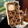 Line Flower Sunflower Bonded Leather Phone Case For iPhone 16 15 14 13 12 11 Pro XS Max XR X 15 Plus 16 Pro Max Matte Back Cover