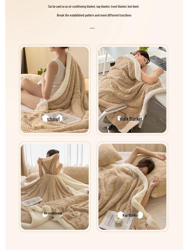 Gemütliche doppellagige Flanell- und Lammwoll-Decke für den Winter - Ideal für Sofa, Nickerchen oder Klimaanlagen-Nutzung