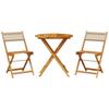 VidaXL 3-piece Bistro Set Beige Woven Resin and Solid Wood, Garden Bistro Set, Balcony Set, 3281840
