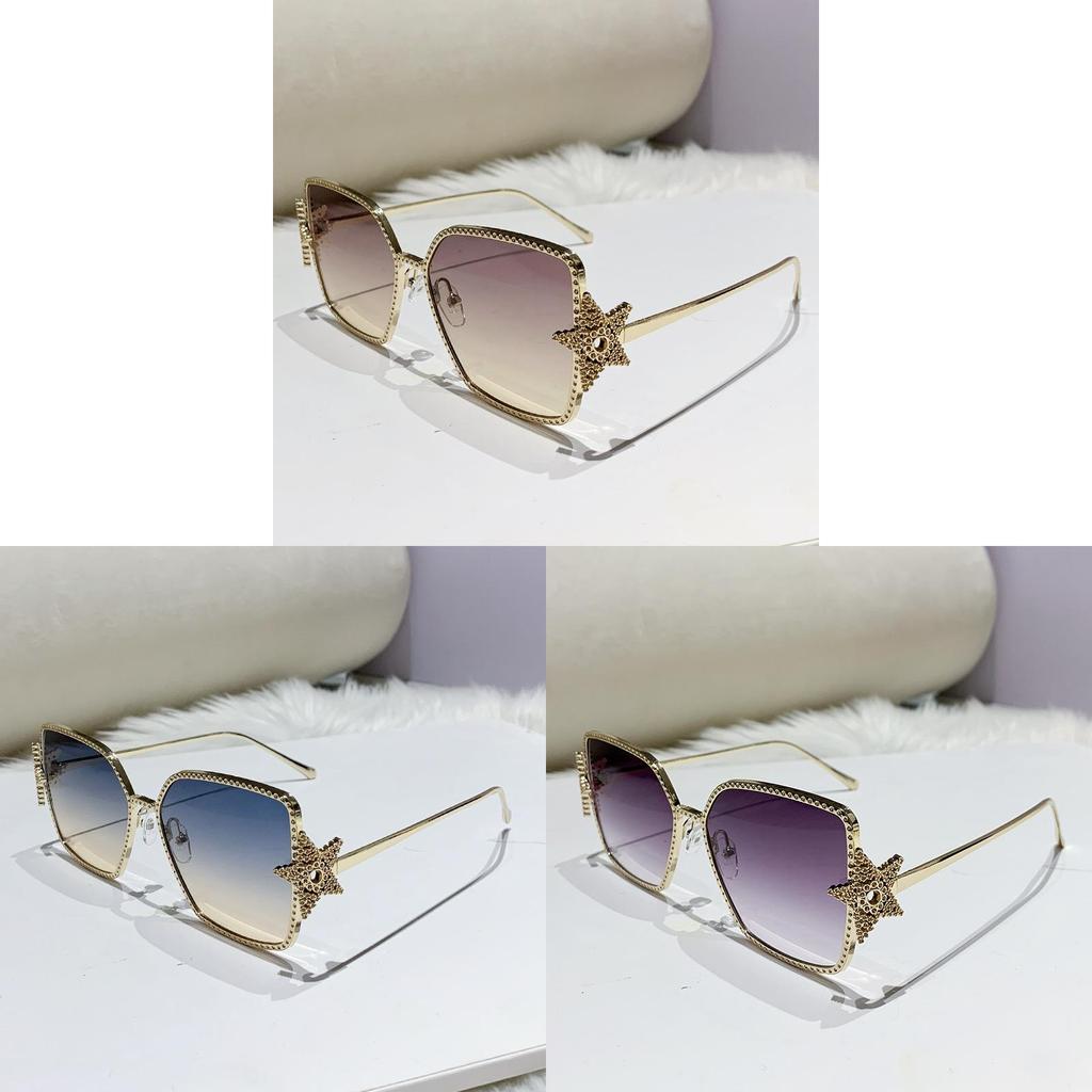 Dins Metal Large Frame Sun Glasses With Purple Lenses For Fashion Streetwear