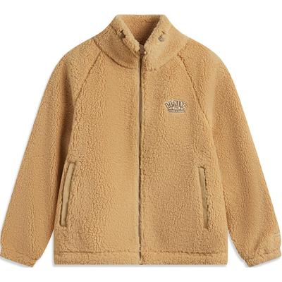 Li Ning Comfortable Casual Minimalist Stand Collar Zipper Fleece Jacket Women Jackets Tea-Brown AFDUD66-2