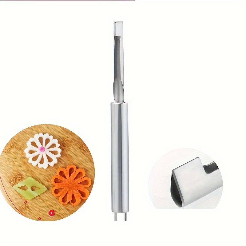 1Set/3pcs Stainless Steel Fruit and Vegetable Carving Set - Water Drop and Petal Shaping, Manual Food Decoration Tools