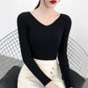 Autumn and Winter V-neck Knitted Sweater for Women Fashion Slim Fit Long Sleeve Base Pullover Sweaters Tops Ladies Elegant Solid Woman Knitwear 24978