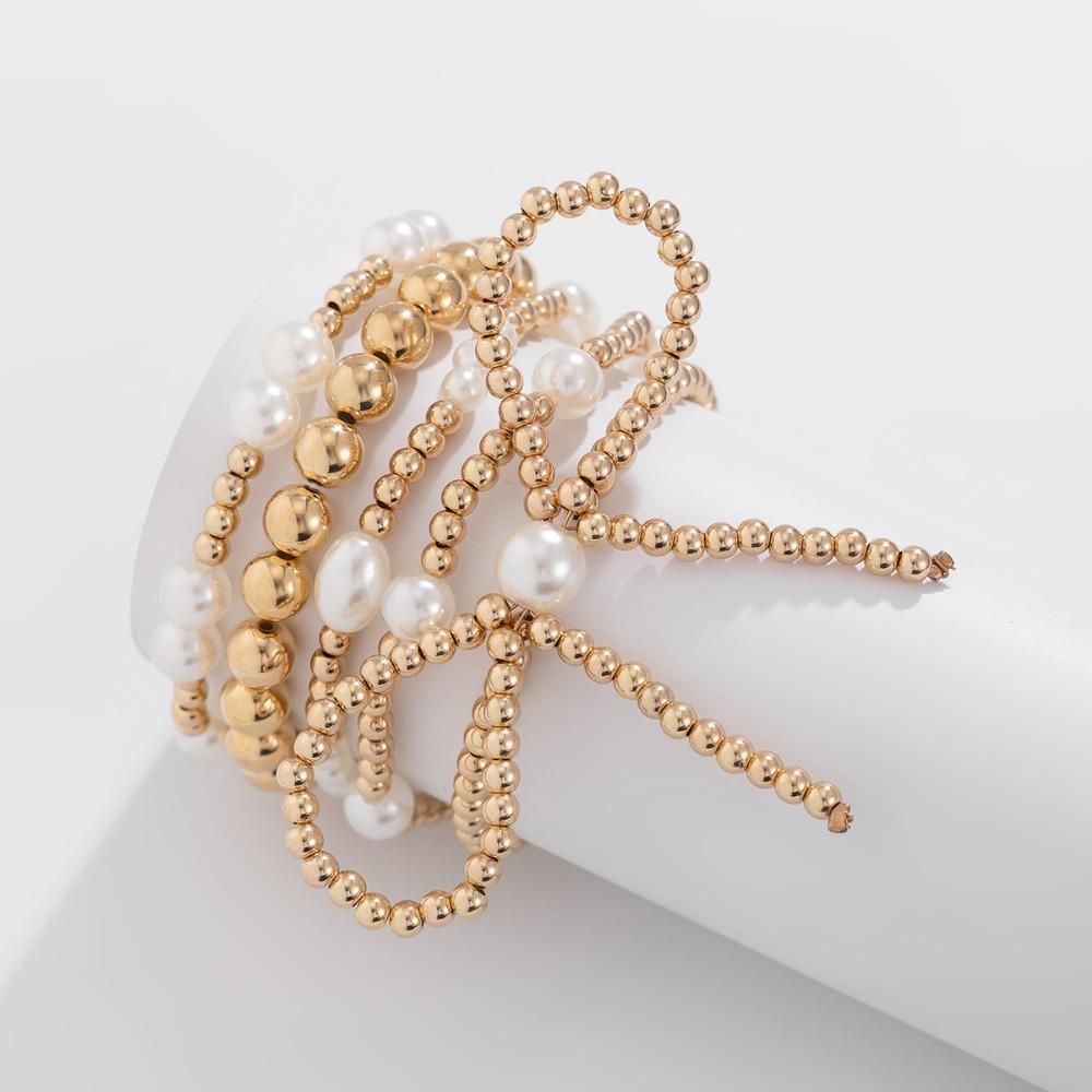 5pcs/set Bow String Bead Multi-layer Bracelet Stack Bead Ball Bracelet Set  Women's