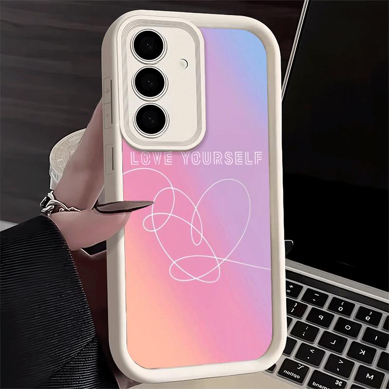 Phone Case for Samsung Galaxy A17 A16 A15 A14 A13 Love Yourself Flower Heart Line Kpop A56 A36 A26 A55 A35 A25 A54 A34 A24 A53 A