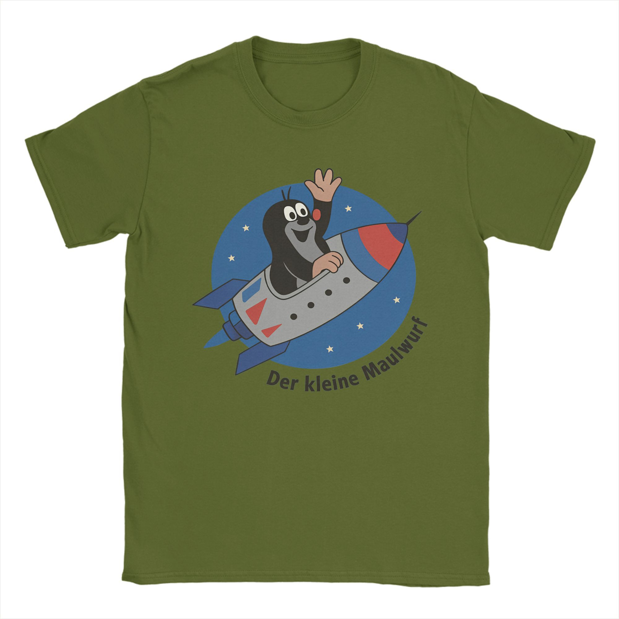Das kleine Maulwurf Weltraum T-Shirt Strand Freizeit T-Shirts Herren Baumwolle Rundhals Große Größen Oberteile Kurzarm Vintage Oberteile 3XL gray