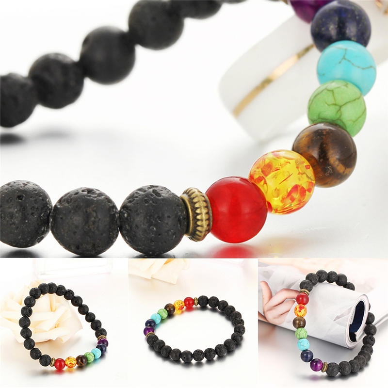 8 Mm Budista Derretimiento Roca 7 Chakra Pulsera Espíritu De 8 Mm Budista Derretimiento Roca 7 Chakra Pulsera Espíritu De