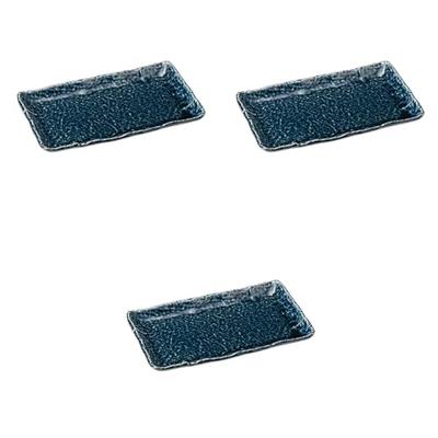 Setomonohonpo (Setomonohonpo) Juego de 3 Platos Rectangulares Esmaltados Azul Marino de 9.0 mm [26.5 x 15.9 x 2.5 cm] | Platos Largos de Cerámica